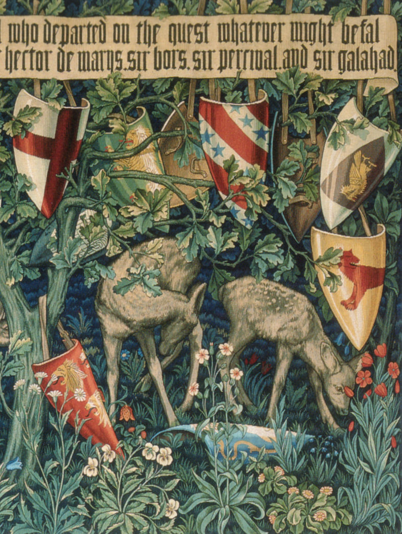 Verdure with Deer and Shields — the arms of the knights who departed on the Quest